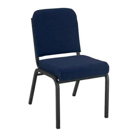 KFI Stacking Chair With Front Roll - Armless - 2 Navy Fabric/Black Steel Frame